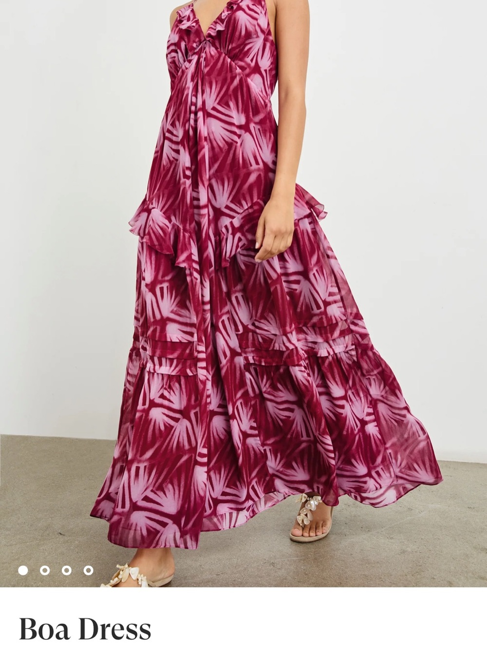 Rails Maroon and Light Pink Tropical-Print Maxi Dress